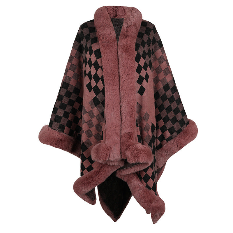 European And American Women's Fur Collar Shawl