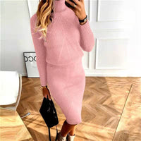 Turtleneck Knitting Solid Color Pullover Sweater