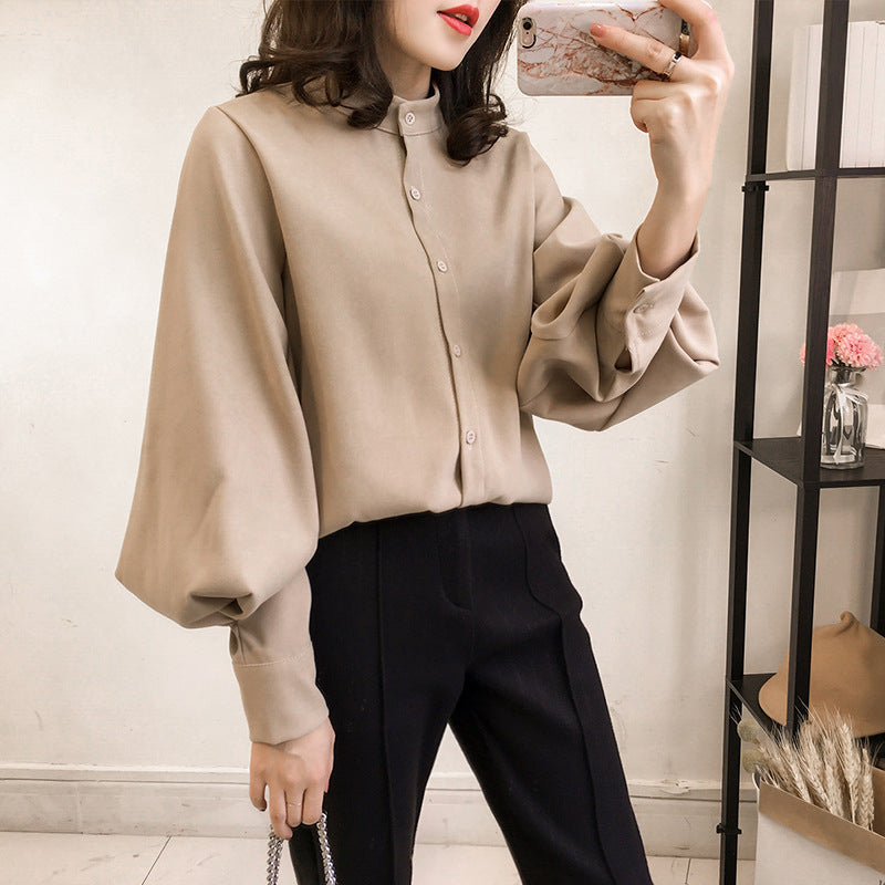 Women's Simple Elegant Solid Color Long Sleeve Shirt