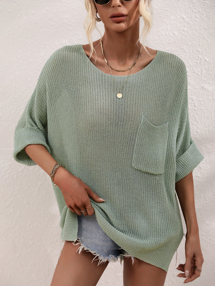 Cross Border Knitted Loose Solid Color Foreign Trade Fashion Pullover Women's Needle