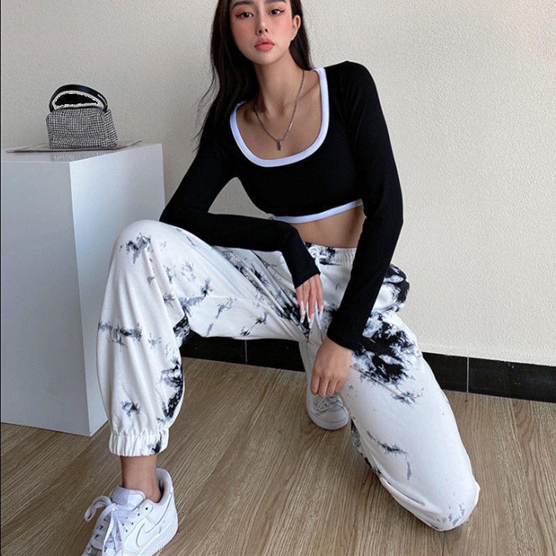 Women's Trendy All-match Tie-dye High-waist Slim Casual Pants