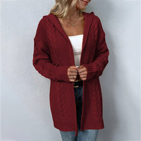 Women's Solid Color Hooded Coat Cardigan Sweater