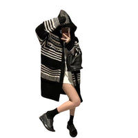 Autumn Winter Retro Wave Stripe Hooded Sweater