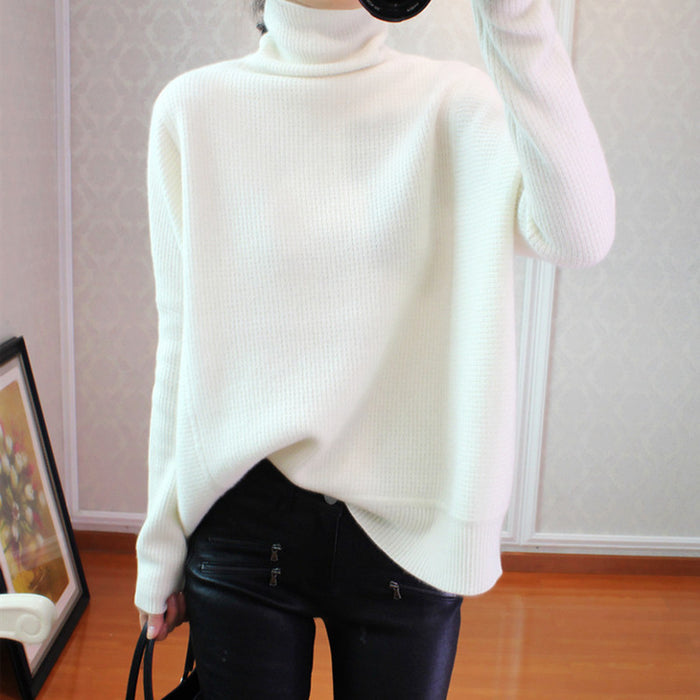 Turtleneck Loose Lazy Sweater Color Cardigan Knitted Bottoming Shirt