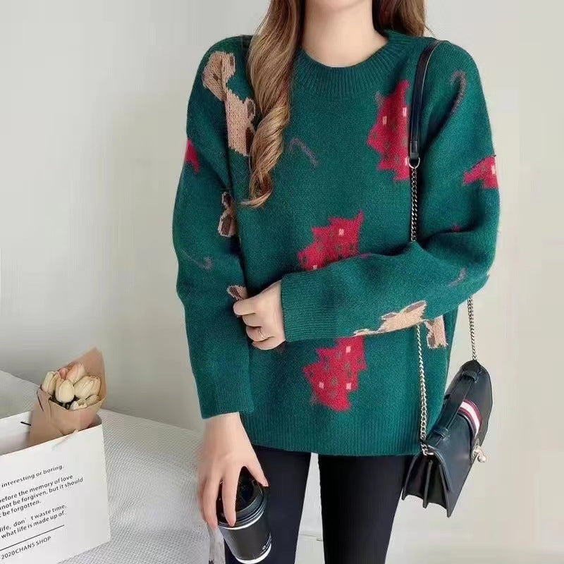 Christmas sweater women wear round neck pullover