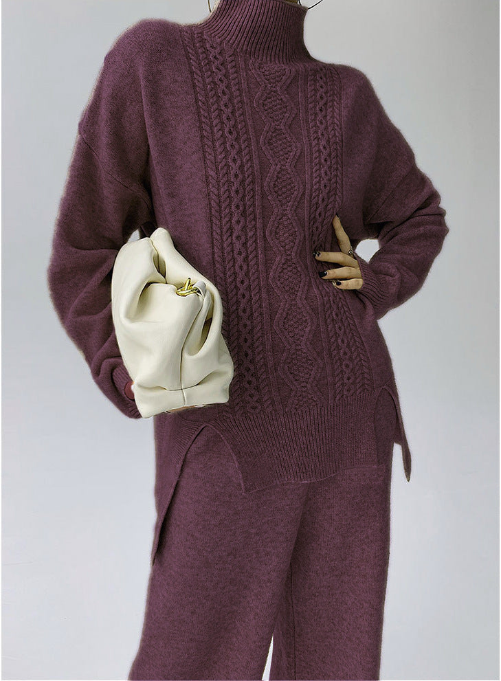 Idle Style Fashionable Set That Makes You Look Younger Women's Turtleneck Knitting Sweater