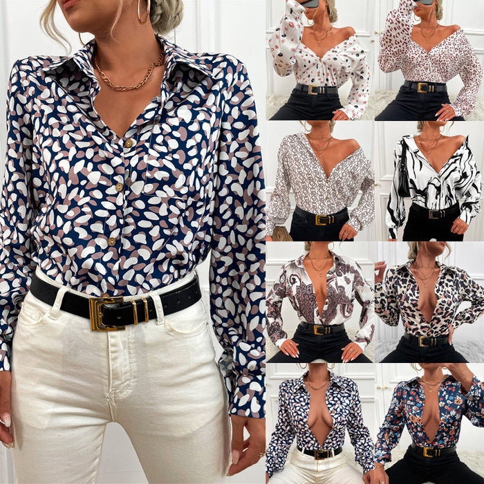 European And American Lapel Printed Shirt