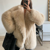 New Fox Hair Medium Length Suit Collar Fur Coat