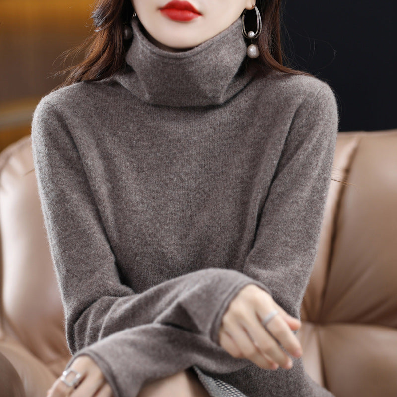 Pile Collar Woolen Sweater Women's Bottoming Shirt Turtleneck Sweater