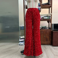 European And American Pure Color Sequins Fashion Casual Wide-leg Pants For Women