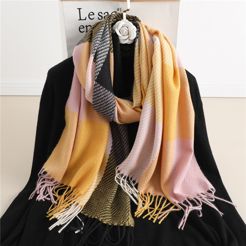 Winter New Scarf Cashmere Check Pattren All-match Color Matching Scarf