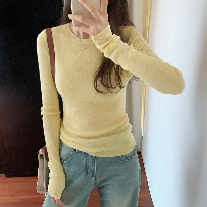 Thread Fitted Slimming Pullover Bottoming Sweater