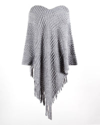 Fringed Cloak Shawl Hair Ball Solid Color Sweater