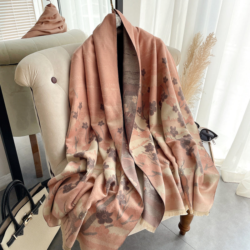 Women's Korean Style Air Conditioning Shawl Thickened Warm Scarf