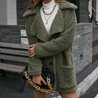 Single Breasted Bubble Fleece Jacket Loose Lapel Lamb Fleece Trench Coat