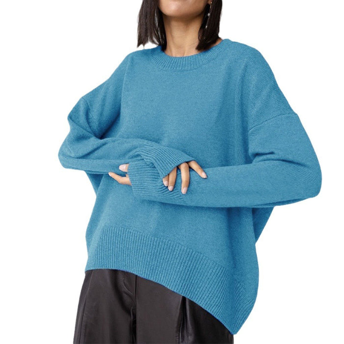 Women's Double Layer Round Neck Sweater Loose