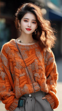 Top Loose Temperament Sweater Lazy Fall And Winter Outer Wear