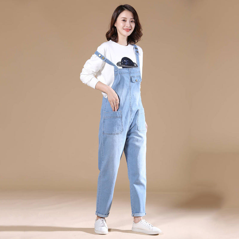 Oversized Jeans Women's Spring And Autumn New Slim-fit Suspender Pants