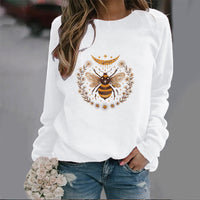 Women's Fashion Moon Bee Trendy Round Neck Sweater