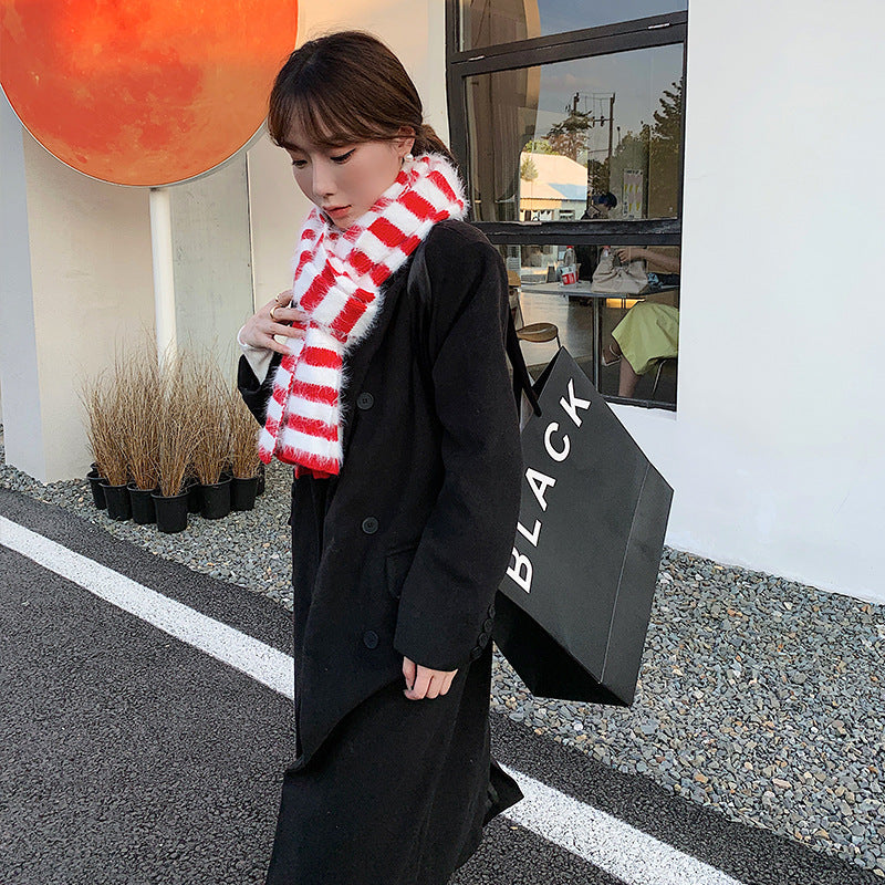 Striped Scarf For Women Thickened Cold Proof