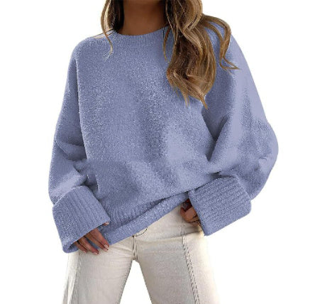 Women's Fashion Casual Round Neck Long Sleeve Plush Sweater Top