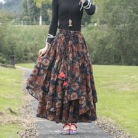 Ethnic Style Women's Cotton And Linen Printed Skirt