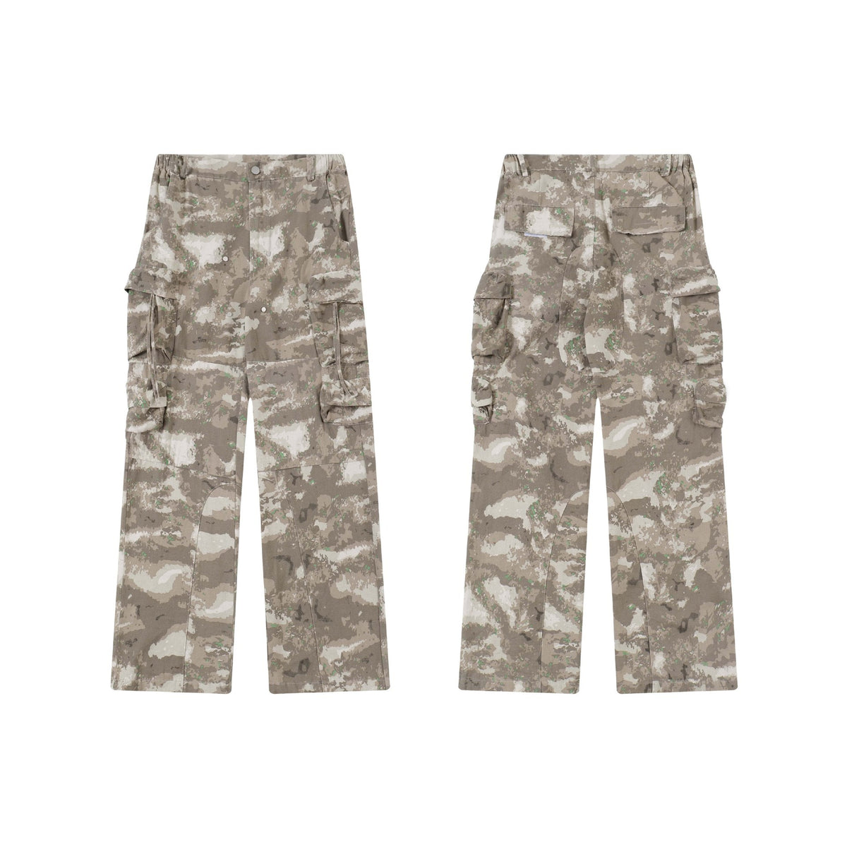 Multi-pocket Camouflage Denim Overalls Loose Wide-leg Straight Trousers