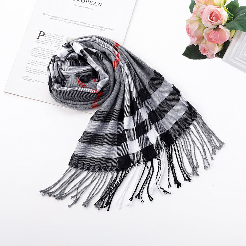 Autumn And Winter British Style Plaid Scarf Winter