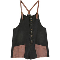 Personality Retro Contrast Color Casual High Waist Slim Denim Overalls