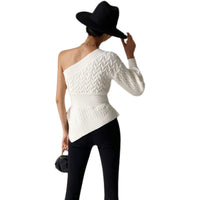 Women's Irregular Twist Knitted Sweater With A Sense Of Waist