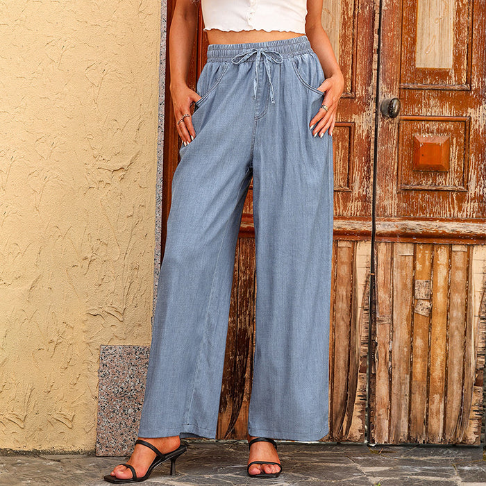 New Summer Women's Wide Leg Jeans European And American High Waist Can Be Worn Outside Trousers Loose Trousers