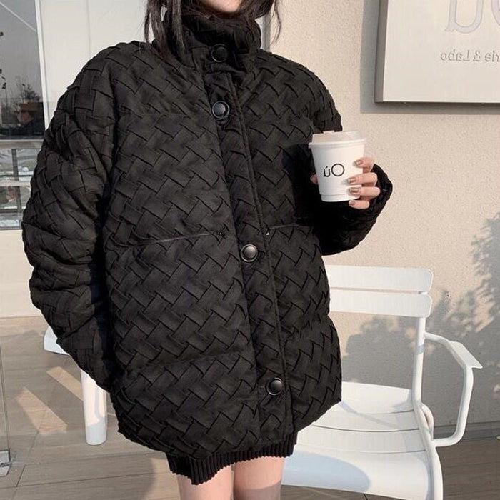 Filling 400g Black Woven Men's And Women's Same Down Jacket