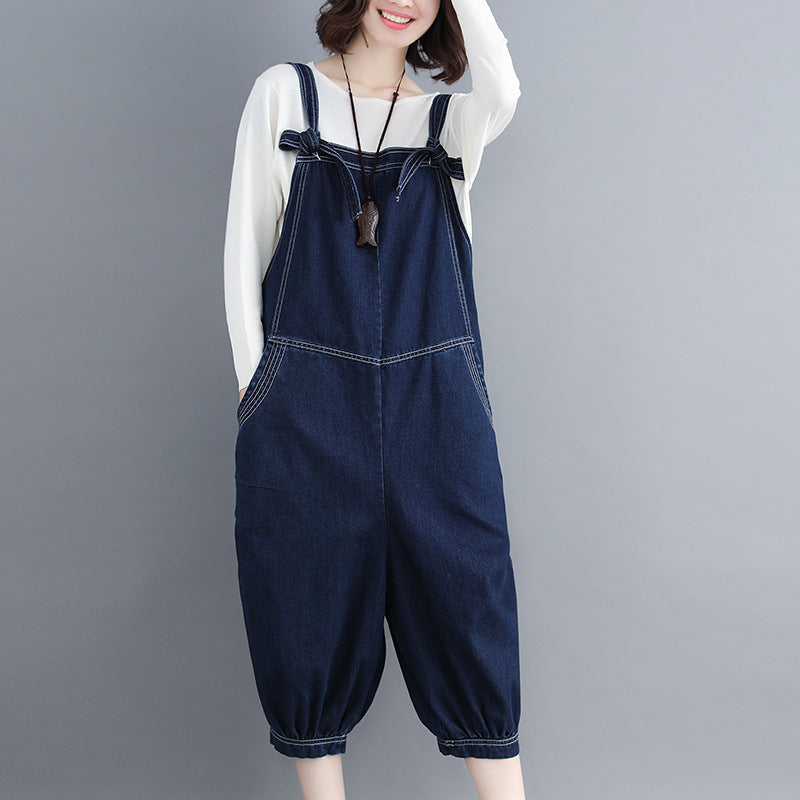 Suspenders Loose Jeans Seven-cent Jumpsuit Personality