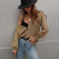 Single-breasted Solid Color Knitted Cardigan Loose