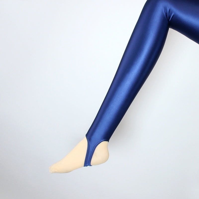 Women'S Spring And Autumn Glossy Silky Elastic Leggings Shaping Yoga Bodybuilding Pants Glossy Leggings