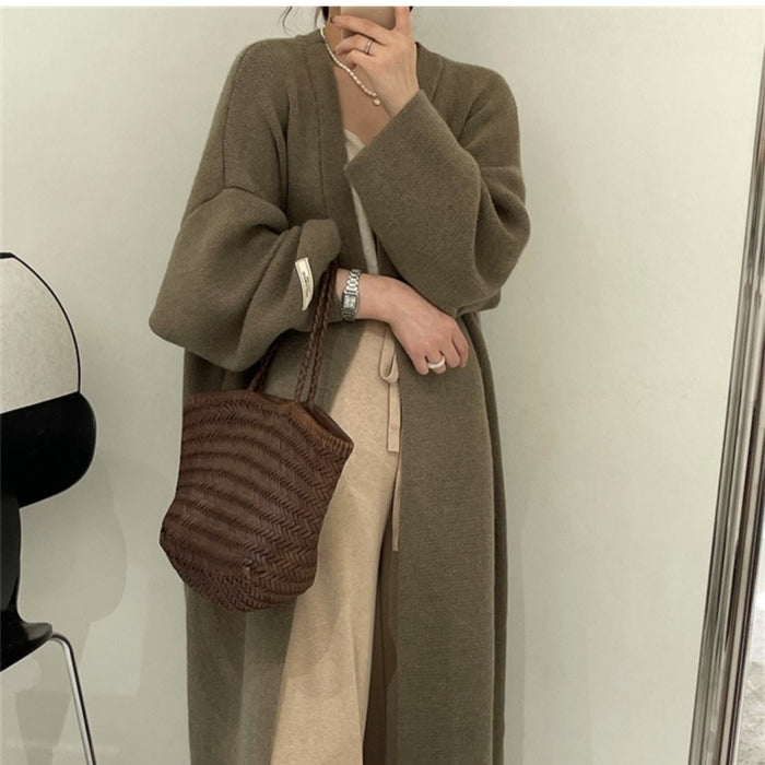 Idle Style Mid-length Sweater Cardigan Coat Women