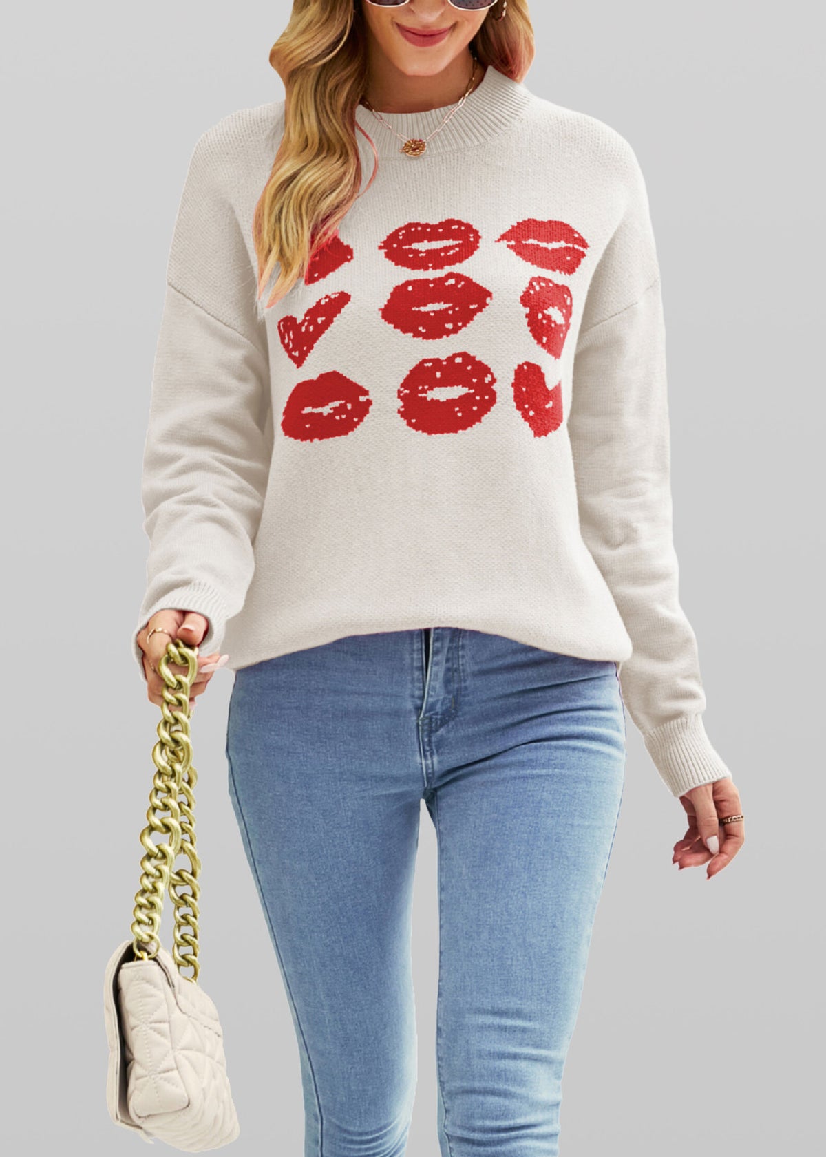 European And American Autumn Winter Love Lips Sweater