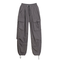 Women's Grey Loose Straight Cargo Pants