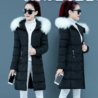 Slim Slimmer Hooded Big Fur Collar Plus Size Cotton Jacket Trendy