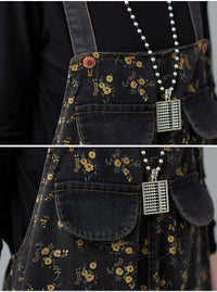 New Denim Washed Printed Suspenders For Women