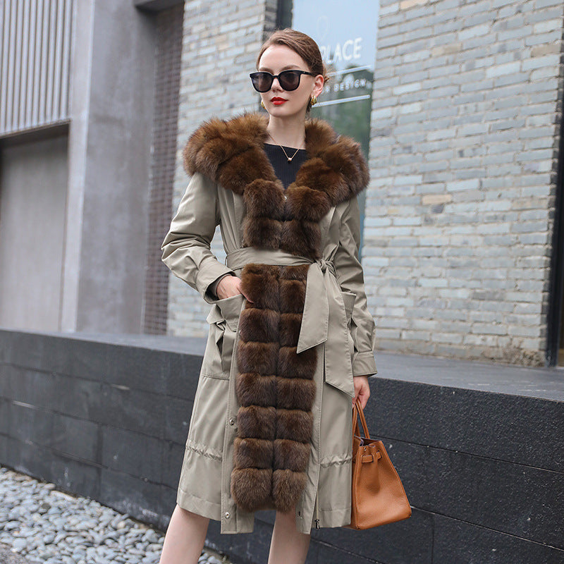 Long Detachable Rex Rabbit Liner Fur Coat