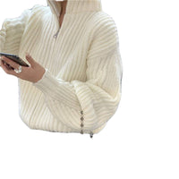 Versatile Stand Collar White Chunky Knit Jacket