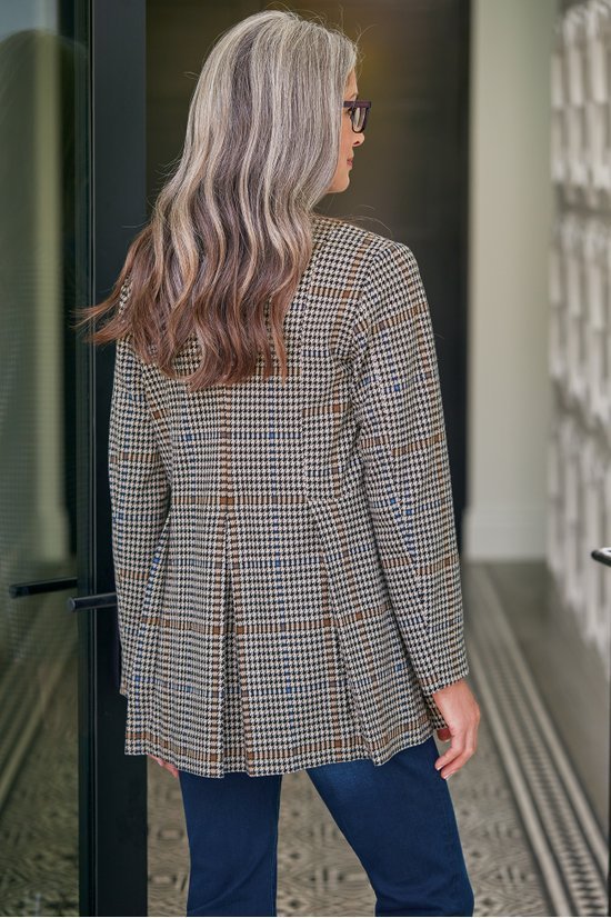 Women's Temperament Long Sleeve Printed Checks Top