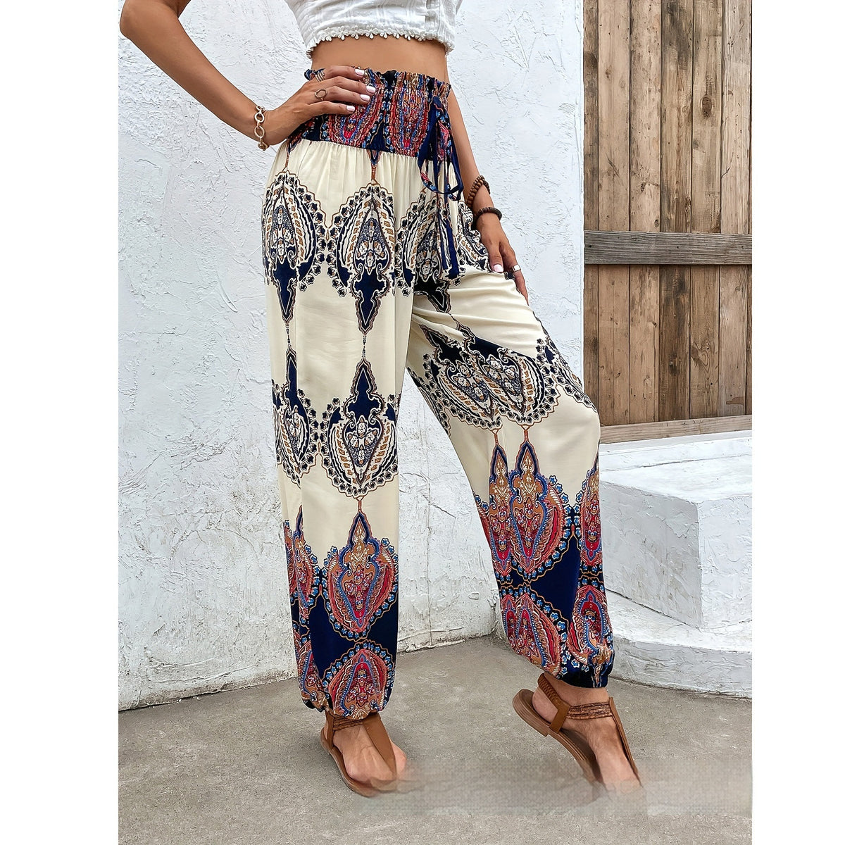 Ladies' National Style Fashion Casual Printed Pants