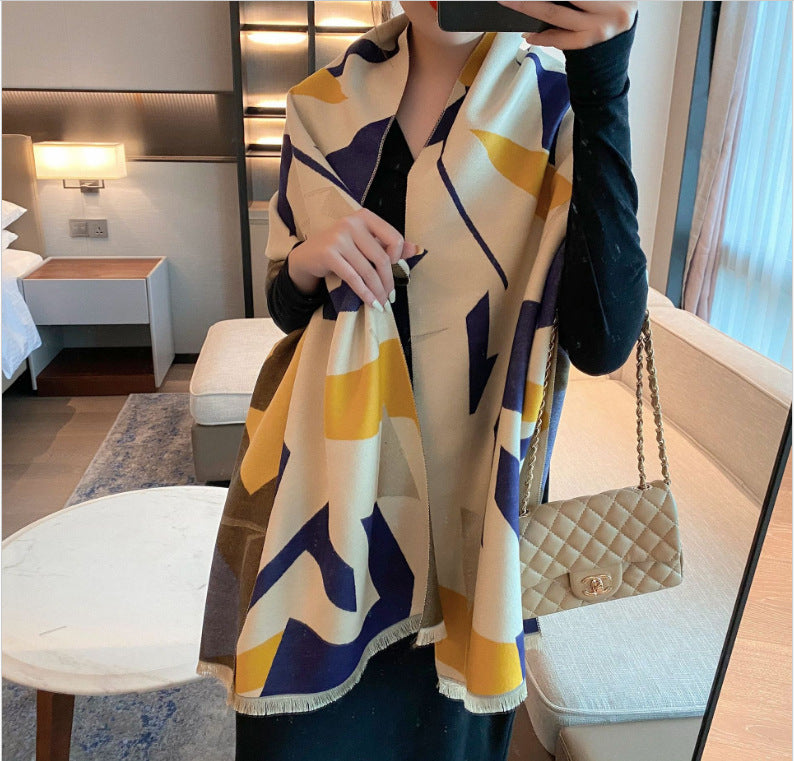 Women's Korean Style Air Conditioning Shawl Thickened Warm Scarf