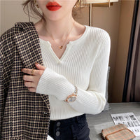 Women's V-neck Sweatshirt Casual Bottoming Shirt Slim-fit Long-sleeved Shirt