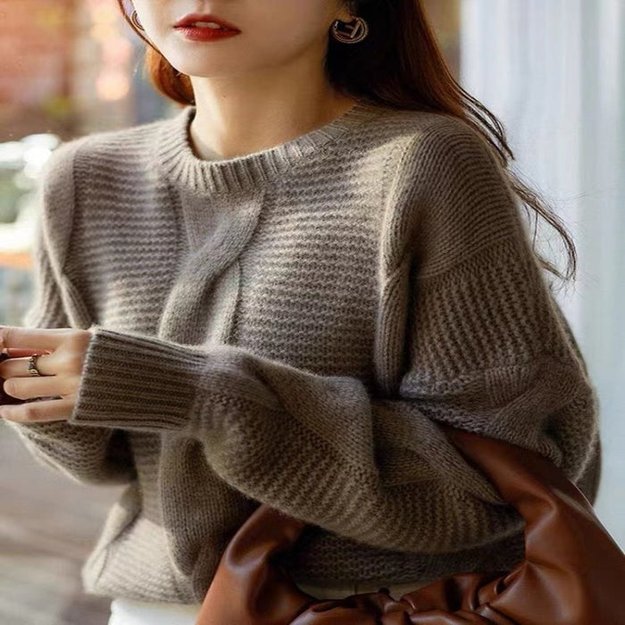 Women's Woolen Sweater Autumn And Winter Heavy Industry Idle Style Loose Thick Sweater