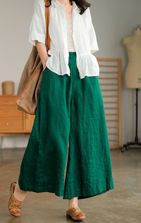 Cotton And Linen Cropped Wide-leg Casual Straight Breathable Slim Fit Casual Pants