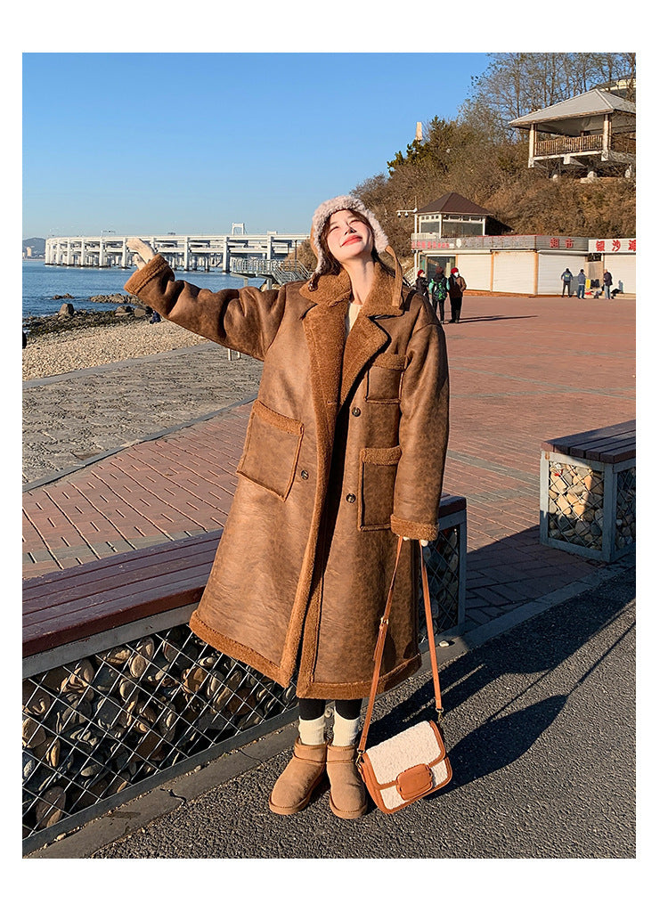 Women's Winter Double-sided Lamb Wool Coat Overcoat