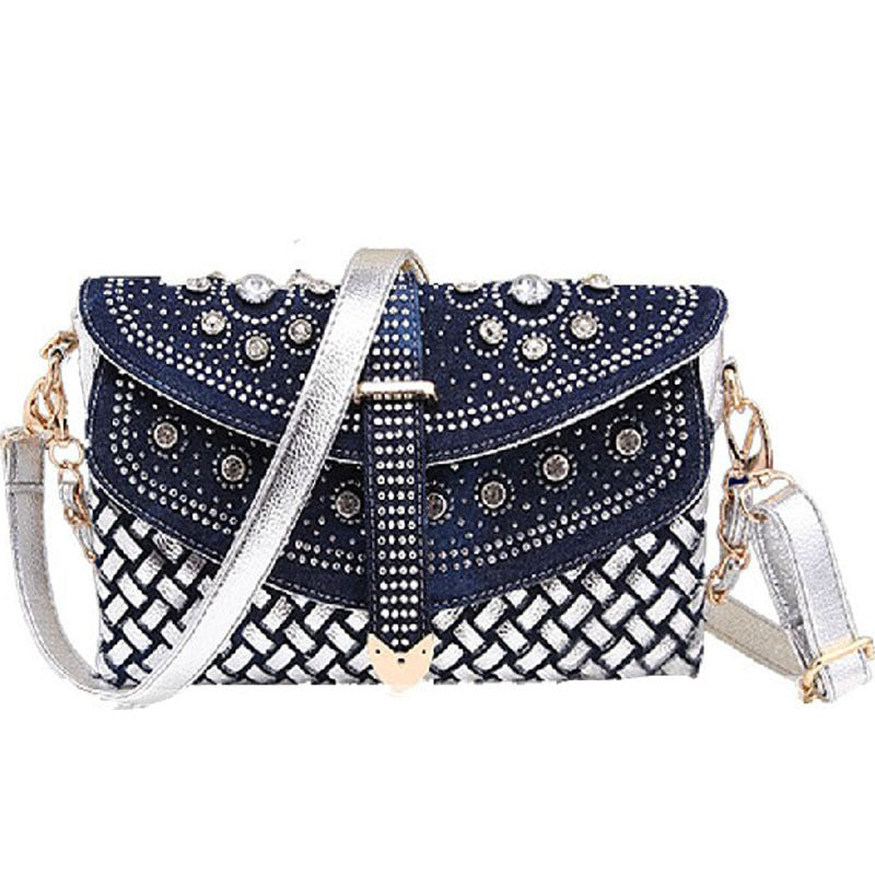 Diamond Denim One-shoulder Crossbody Bag